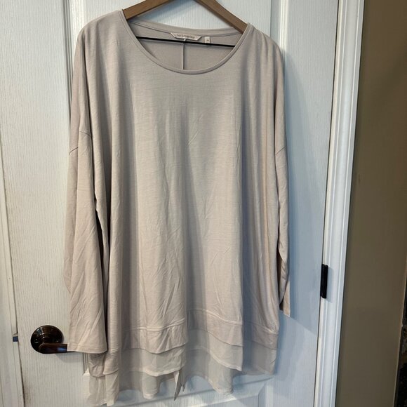 Soft Surroundings | 3X Long Sleeve Tunic Top SCM20 Stretch Sheer Trim Minimalist - Picture 2 of 9